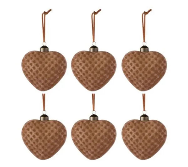 * Guirlande Et Boule De Sapin^Lot De 6 Boules De Noël "Coeur" 10Cm Marron