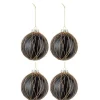 * Guirlande Et Boule De Sapin^Lot De 4 Boules De Noël "Cordes" 10Cm Noir Et Or
