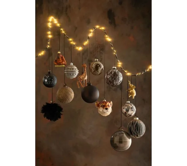 * Guirlande Et Boule De Sapin^Lot De 4 Boules De Noël "Cordes" 10Cm Noir Et Or
