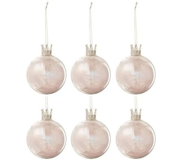 * Guirlande Et Boule De Sapin^Lot De 6 Boules De Noël "Couronne" 8Cm Rose