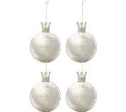 * Guirlande Et Boule De Sapin^Lot De 4 Boules De Noël "Couronne" 10Cm Blanc