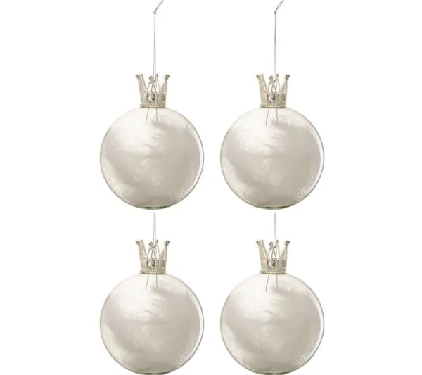 * Guirlande Et Boule De Sapin^Lot De 4 Boules De Noël "Couronne" 10Cm Blanc