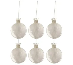 * Guirlande Et Boule De Sapin^Lot De 6 Boules De Noël "Couronne" 8Cm Blanc