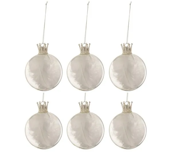 * Guirlande Et Boule De Sapin^Lot De 6 Boules De Noël "Couronne" 8Cm Blanc