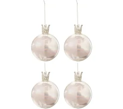 * Guirlande Et Boule De Sapin^Lot De 4 Boules De Noël "Couronne" 10Cm Rose