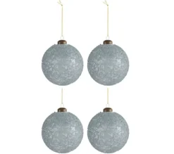 * Guirlande Et Boule De Sapin^Lot De 4 Boules De Noël "Cristallise" 10Cm Gris