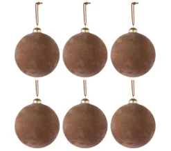 * Guirlande Et Boule De Sapin^Lot De 6 Boules De Noël Déco "Velours" 8Cm Ocre
