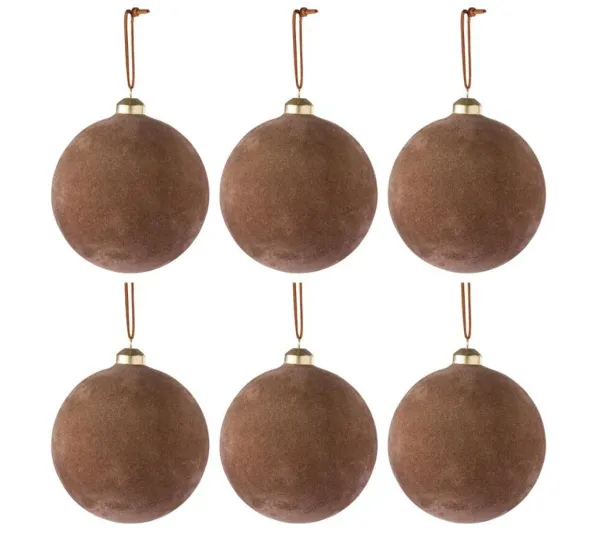 * Guirlande Et Boule De Sapin^Lot De 6 Boules De Noël Déco "Velours" 8Cm Ocre