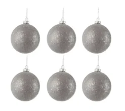 * Guirlande Et Boule De Sapin^Lot De 6 Boules De Noël Design "Atop" 8Cm Gris