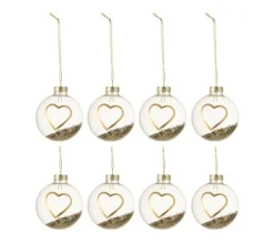 * Guirlande Et Boule De Sapin^Lot De 8 Boules De Noël Design "Coeur" 6Cm Or