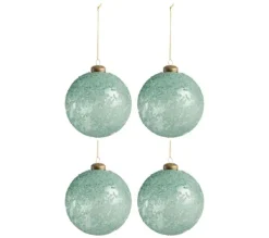 * Guirlande Et Boule De Sapin^Lot De 4 Boules De Noël Design "Antique" 12Cm Bleu