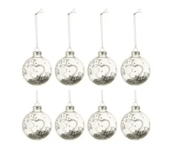 * Guirlande Et Boule De Sapin^Lot De 8 Boules De Noël Design "Coeur" 6Cm Argent