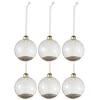 * Guirlande Et Boule De Sapin^Lot De 6 Boules De Noël En Verre "Paillettes Or" 8Cm Transparent