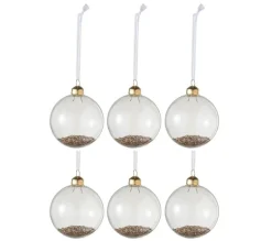 * Guirlande Et Boule De Sapin^Lot De 6 Boules De Noël En Verre "Paillettes Or" 8Cm Transparent
