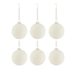 * Guirlande Et Boule De Sapin^Lot De 6 Boules De Noël "Enneigee" 8Cm Blanc