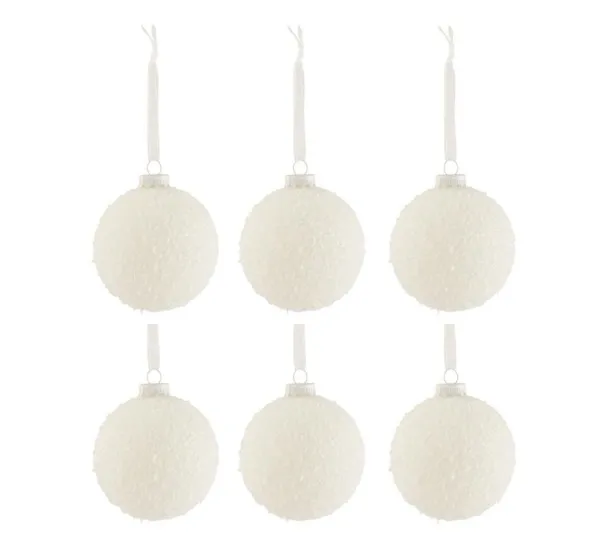 * Guirlande Et Boule De Sapin^Lot De 6 Boules De Noël "Enneigee" 8Cm Blanc
