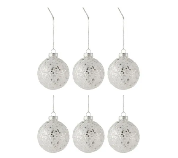 * Guirlande Et Boule De Sapin^Lot De 6 Boules De Noël "Etoiles" 8Cm Argent