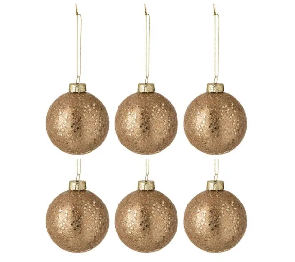 * Guirlande Et Boule De Sapin^Lot De 6 Boules De Noël "Etoiles" 8Cm Bronze