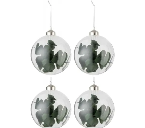 * Guirlande Et Boule De Sapin^Lot De 4 Boules De Noël "Eucalyptus" 10Cm Vert