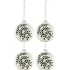 * Guirlande Et Boule De Sapin^Lot De 4 Boules De Noël "Feuilles Paillettes" 10Cm Blanc