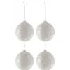 * Guirlande Et Boule De Sapin^Lot De 4 Boules De Noël "Feuille" 10Cm Blanc