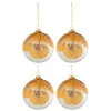 * Guirlande Et Boule De Sapin^Lot De 4 Boules De Noël "Feuilles Sechees" 10Cm Ocre