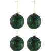 * Guirlande Et Boule De Sapin^Lot De 4 Boules De Noël "Feuilles" 10Cm Vert Mat