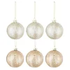 * Guirlande Et Boule De Sapin^Lot De 6 Boules De Noël "Feuilles" 8Cm Beige Et Or