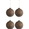* Guirlande Et Boule De Sapin^Lot De 4 Boules De Noël "Fleur" 10Cm Marron