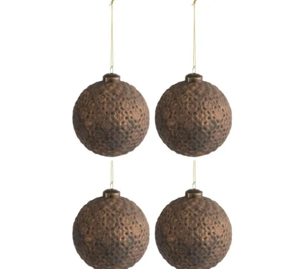 * Guirlande Et Boule De Sapin^Lot De 4 Boules De Noël "Fleur" 10Cm Marron