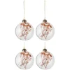 * Guirlande Et Boule De Sapin^Lot De 4 Boules De Noël "Fleurs Sechees" 10Cm Orange