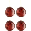 * Guirlande Et Boule De Sapin^Lot De 4 Boules De Noël "Fleurs Verre" 12Cm Marron