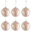 * Guirlande Et Boule De Sapin^Lot De 6 Boules De Noël "Fleurs" 8Cm Rose Clair