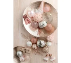 * Guirlande Et Boule De Sapin^Lot De 6 Boules De Noël "Fleurs" 8Cm Rose Clair