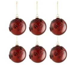 * Guirlande Et Boule De Sapin^Lot De 6 Boules De Noël "Fleurs Verre" 8Cm Marron