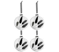 * Guirlande Et Boule De Sapin^Lot De 4 Boules De Noël "Fleurs Sechees Ii" 10Cm Noir
