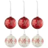 * Guirlande Et Boule De Sapin^Lot De 6 Boules De Noël "Flocons De Neige" 8Cm Blanc Et Rouge