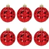 * Guirlande Et Boule De Sapin^Lot De 6 Boules De Noël Geometrique Rouge 7 Cm
