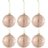 * Guirlande Et Boule De Sapin^Lot De 6 Boules De Noël "Givre Paillettes" 8Cm Rose Clair