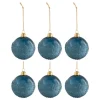 * Guirlande Et Boule De Sapin^Lot De 6 Boules De Noël "Givrees" 8Cm Bleu