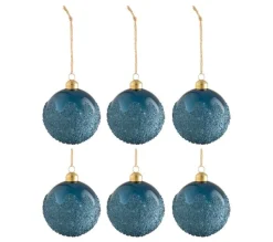 * Guirlande Et Boule De Sapin^Lot De 6 Boules De Noël "Givrees" 8Cm Bleu