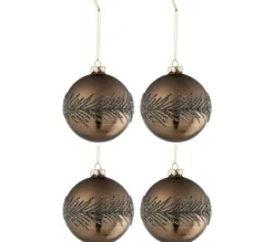 * Guirlande Et Boule De Sapin^Lot De 4 Boules De Noël "Givre Mat" 10Cm Marron