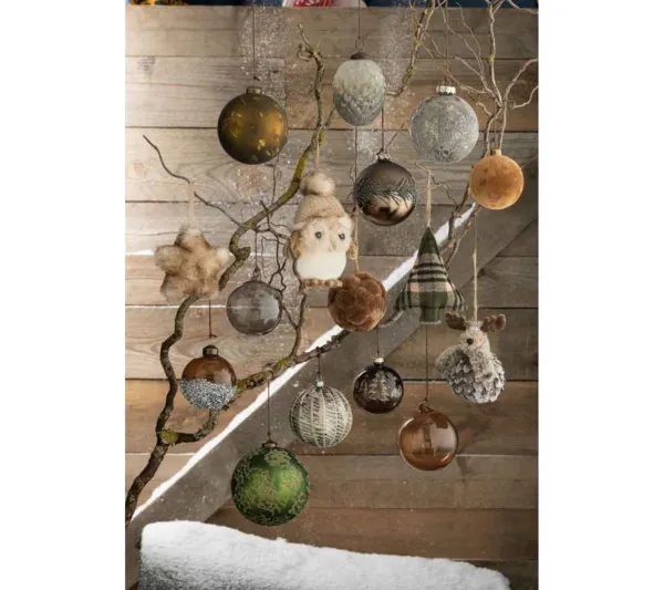 * Guirlande Et Boule De Sapin^Lot De 4 Boules De Noël "Givre Mat" 10Cm Marron