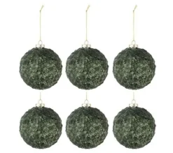 * Guirlande Et Boule De Sapin^Lot De 6 Boules De Noël "Givres" 8Cm Vert