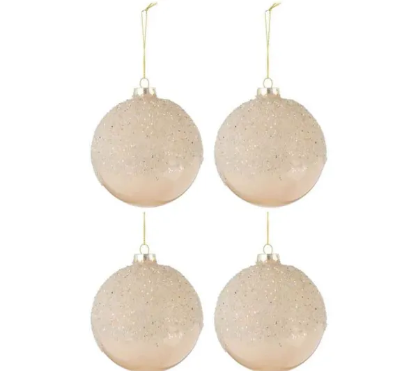 * Guirlande Et Boule De Sapin^Lot De 4 Boules De Noël "Givre" 10Cm Champagne