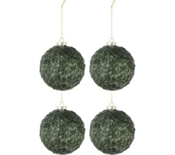 * Guirlande Et Boule De Sapin^Lot De 4 Boules De Noël "Givres" 10Cm Vert