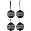 * Guirlande Et Boule De Sapin^Lot De 4 Boules De Noël "Glace" 11Cm Noir Et Argent