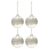 * Guirlande Et Boule De Sapin^Lot De 4 Boules De Noël "Glace" 10Cm Blanc Et Argent
