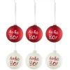 * Guirlande Et Boule De Sapin^Lot De 6 Boules De Noël "Ho Ho Ho" 8Cm Rouge Et Blanc