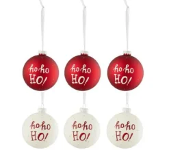 * Guirlande Et Boule De Sapin^Lot De 6 Boules De Noël "Ho Ho Ho" 8Cm Rouge Et Blanc